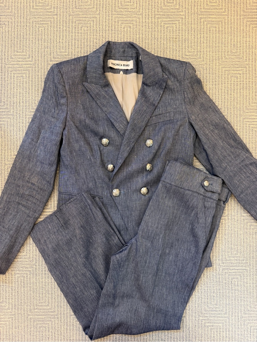 Veronica Beard Miller Linen Dickey Blazer with Matching Trousers